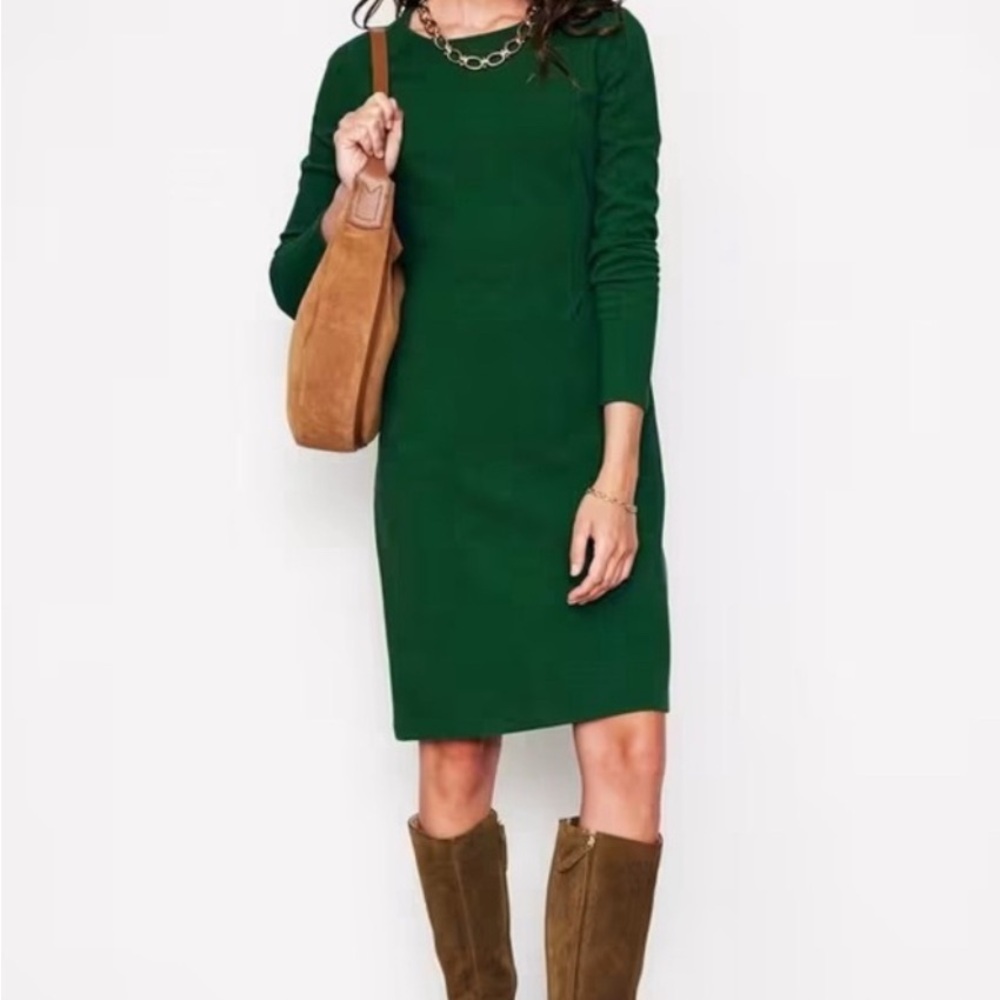 Boden Ellen Ottoman Shift Dress in Pine